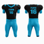 Custom Cyan Black Authentic Football Uniform (with Integrated Pads) - Image 3