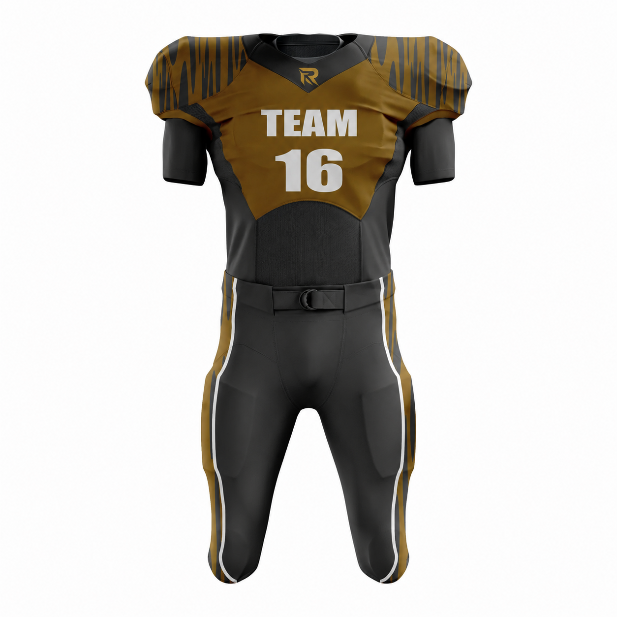 39 Custom Brown Black Authentic Football Uniform (with Integrated Pads) - Image 1