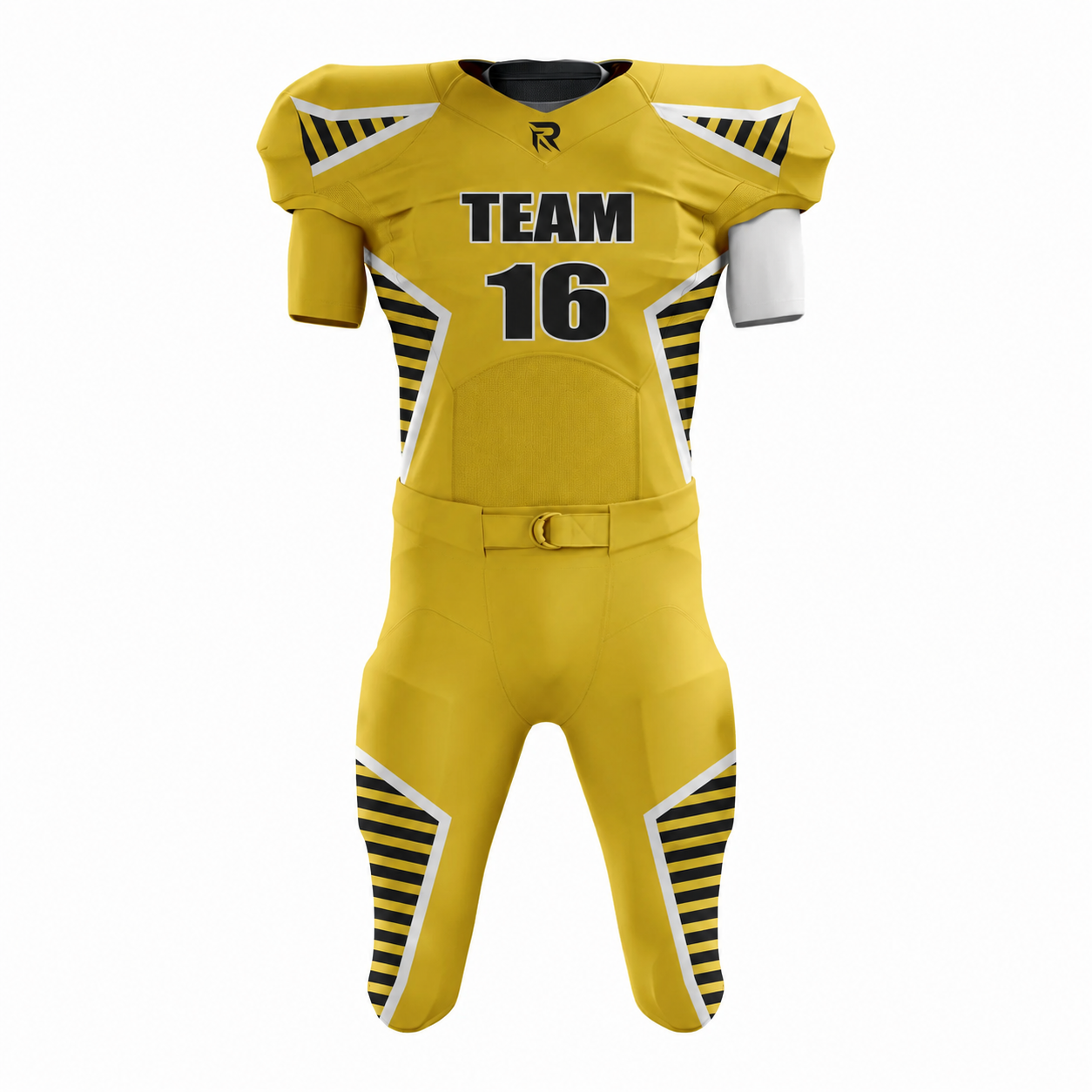 41 Custom Yellow white Black Authentic Football Uniform (with Integrated Pads) - Image 1