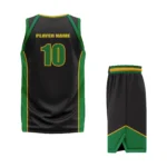 Custom Black Green- Yellow Authentic Throwback Basketball Uniform - Image 2