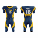 Custom Blue Yellow Authentic Football Uniform (with Integrated Pads) - Image 3