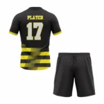 Custom Black yellow Sublimation Soccer Uniform - Image 2