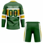 Custom Green Yellow white V-NECK Hockey Uniform - Image 2