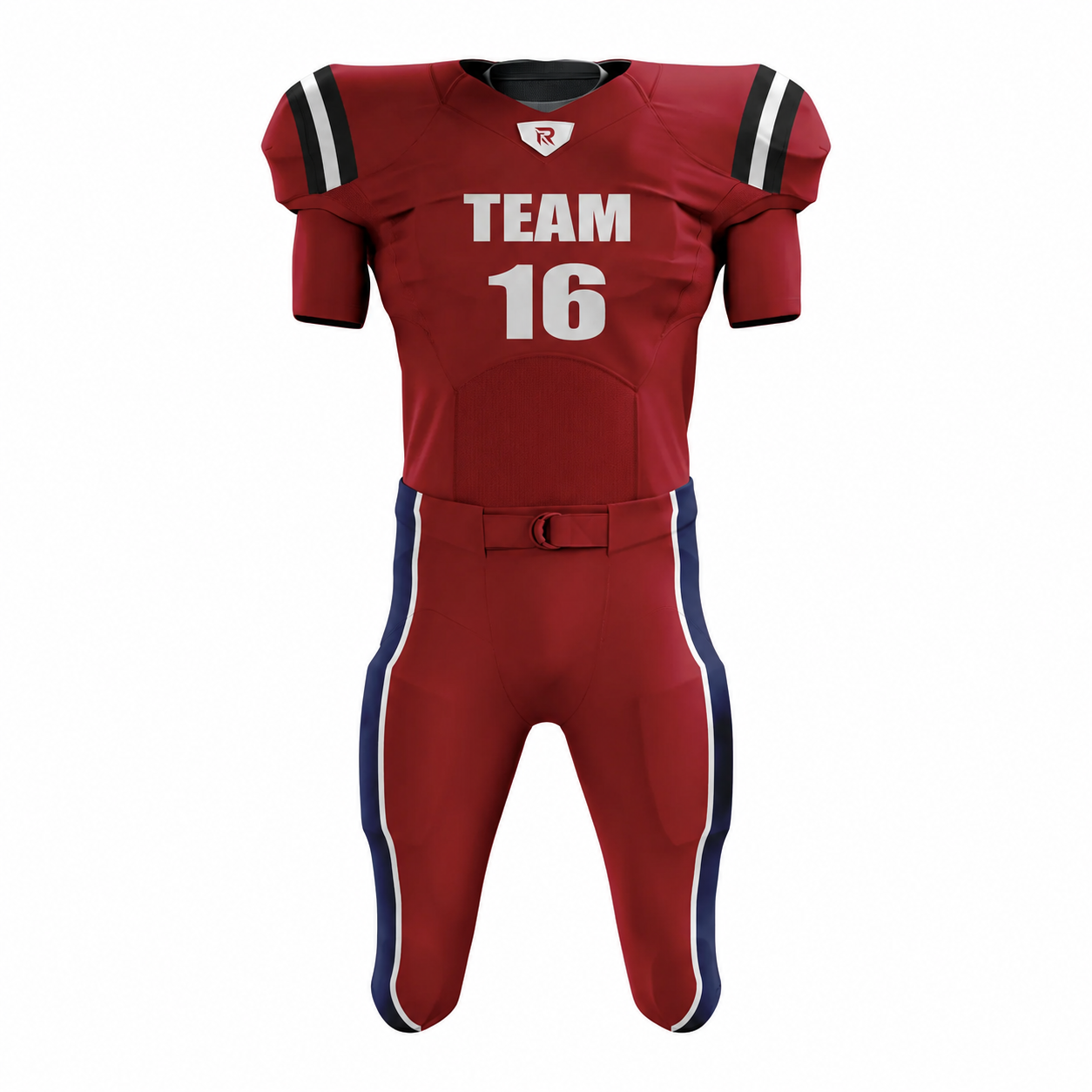 51 Custom Maroon Black white Authentic Football Uniform (with Integrated Pads) - Image 1