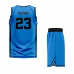 Custom Blue- Black Authentic Throwback Basketball Uniform - Image 2