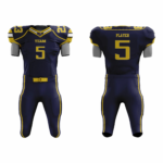 Custom Navy Blue yellow white Authentic Football Uniform (with Integrated Pads) - Image 3