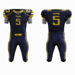 Custom Navy Blue yellow white Authentic Football Uniform (with Integrated Pads) - Image 3