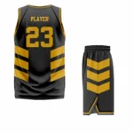 Custom Black - Yellow Authentic Throwback Basketball Uniform - Image 2