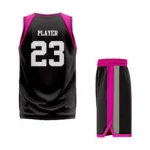 Custom Black Pink - Gray Authentic Throwback Basketball Uniform - Image 2