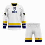 Custom white black yellow V-NECK Hockey Uniform