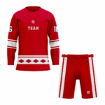 Custom red white CREW NECK Hockey Uniform