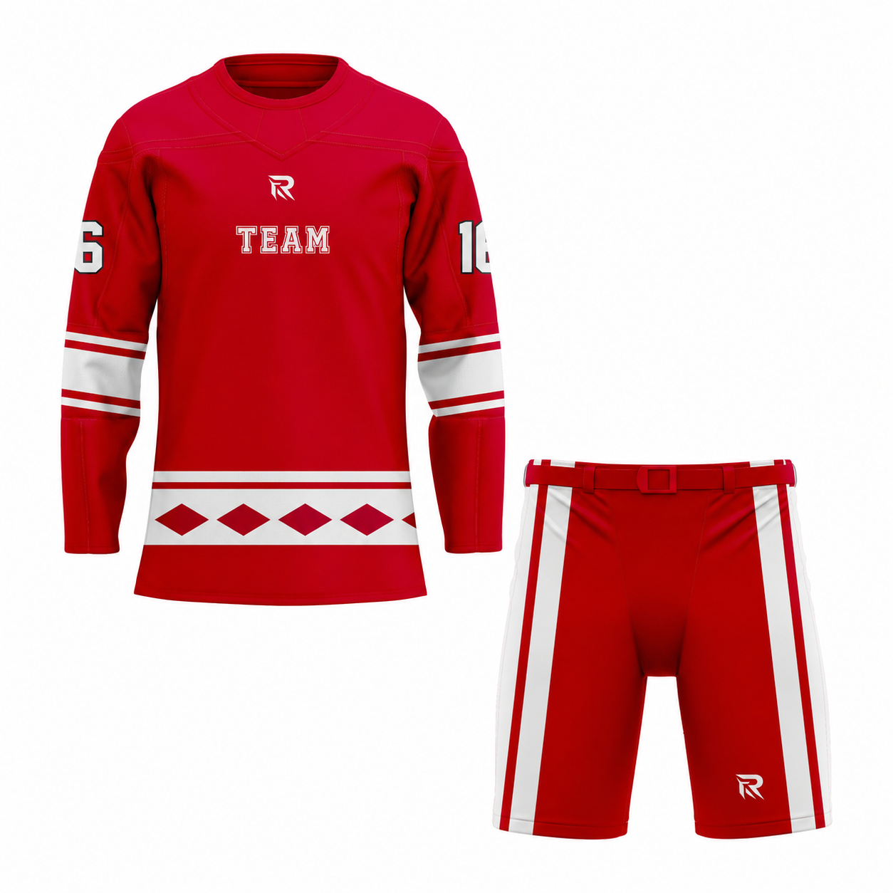 67 Custom red white CREW NECK Hockey Uniform - Image 1
