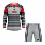 Custom gray red CREW NECK Hockey Uniform