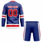 Custom Blue white Red V-NECK Hockey Uniform - Image 2