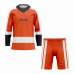 Custom Orange white Black CREW NECK Hockey Uniform