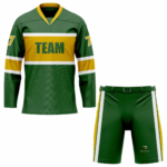 Custom Green Yellow white V-NECK Hockey Uniform