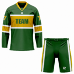 Custom Green Yellow white V-NECK Hockey Uniform