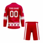 Custom red white CREW NECK Hockey Uniform - Image 2