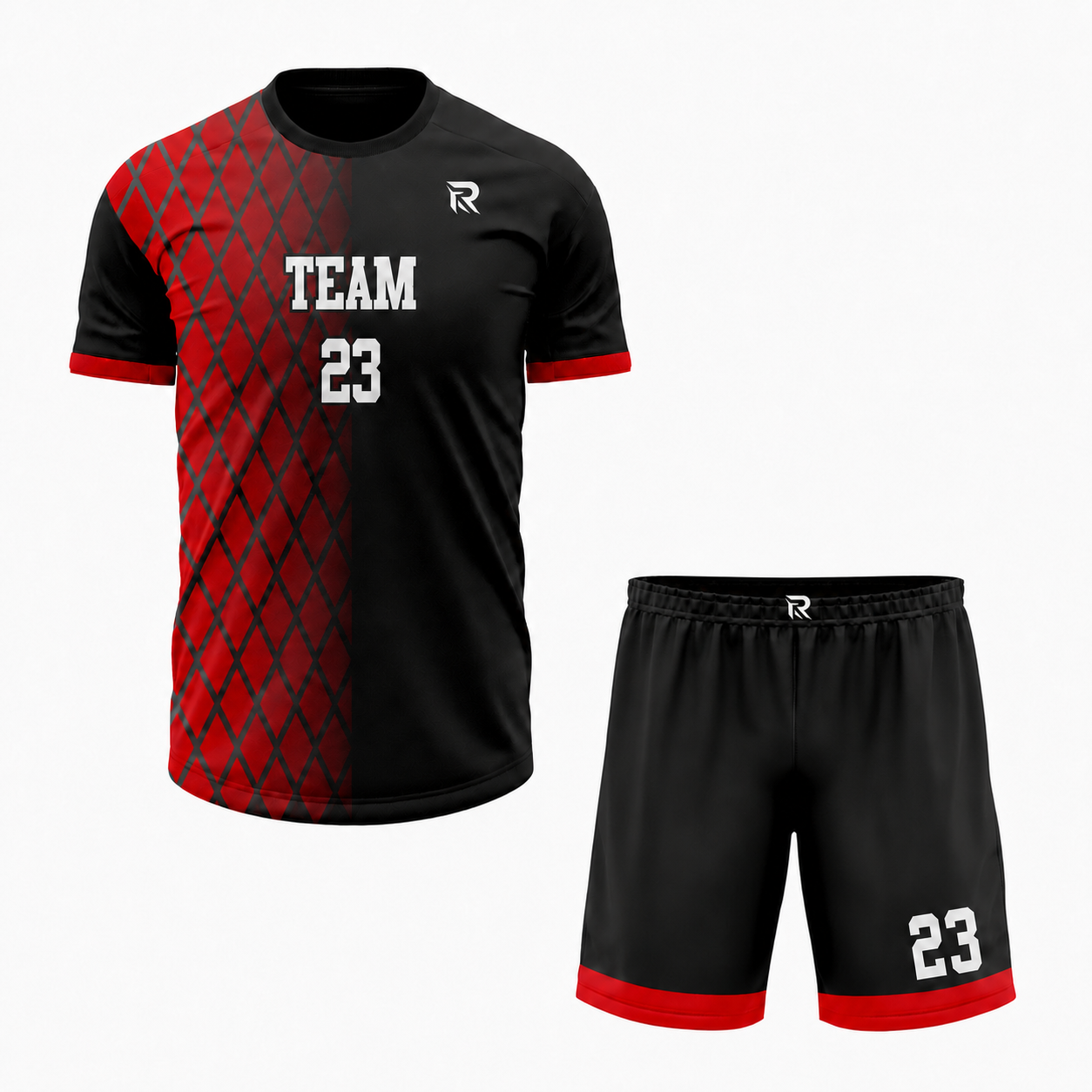 80 Custom Red Black Sublimation Soccer Uniform - Image 1