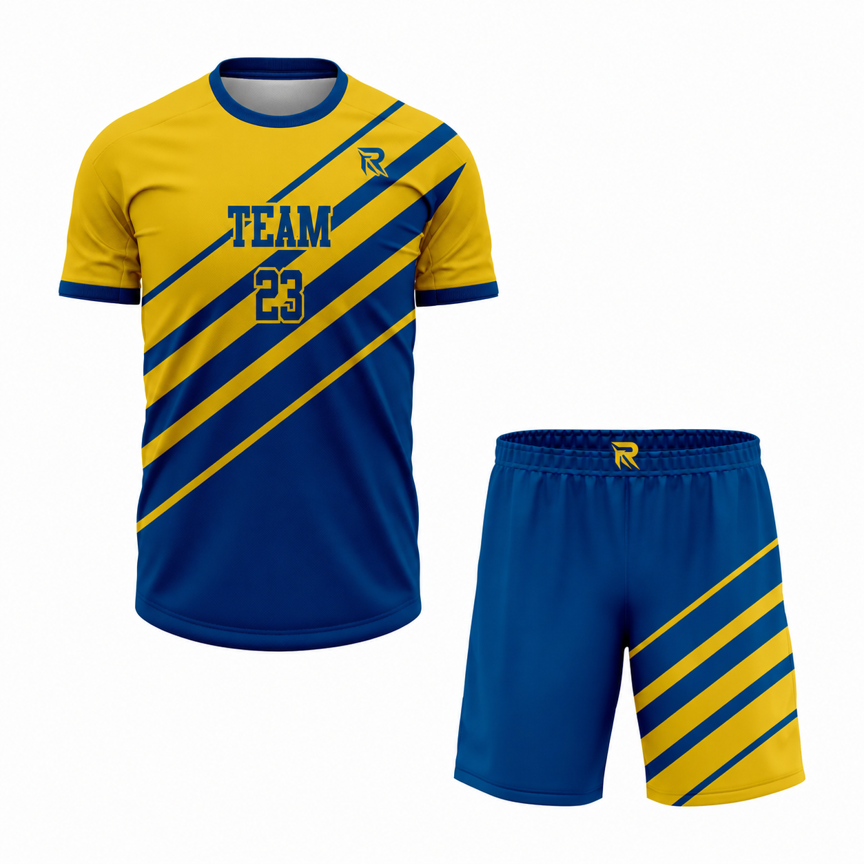 81 Custom yellow Blue Sublimation Soccer Uniform - Image 1
