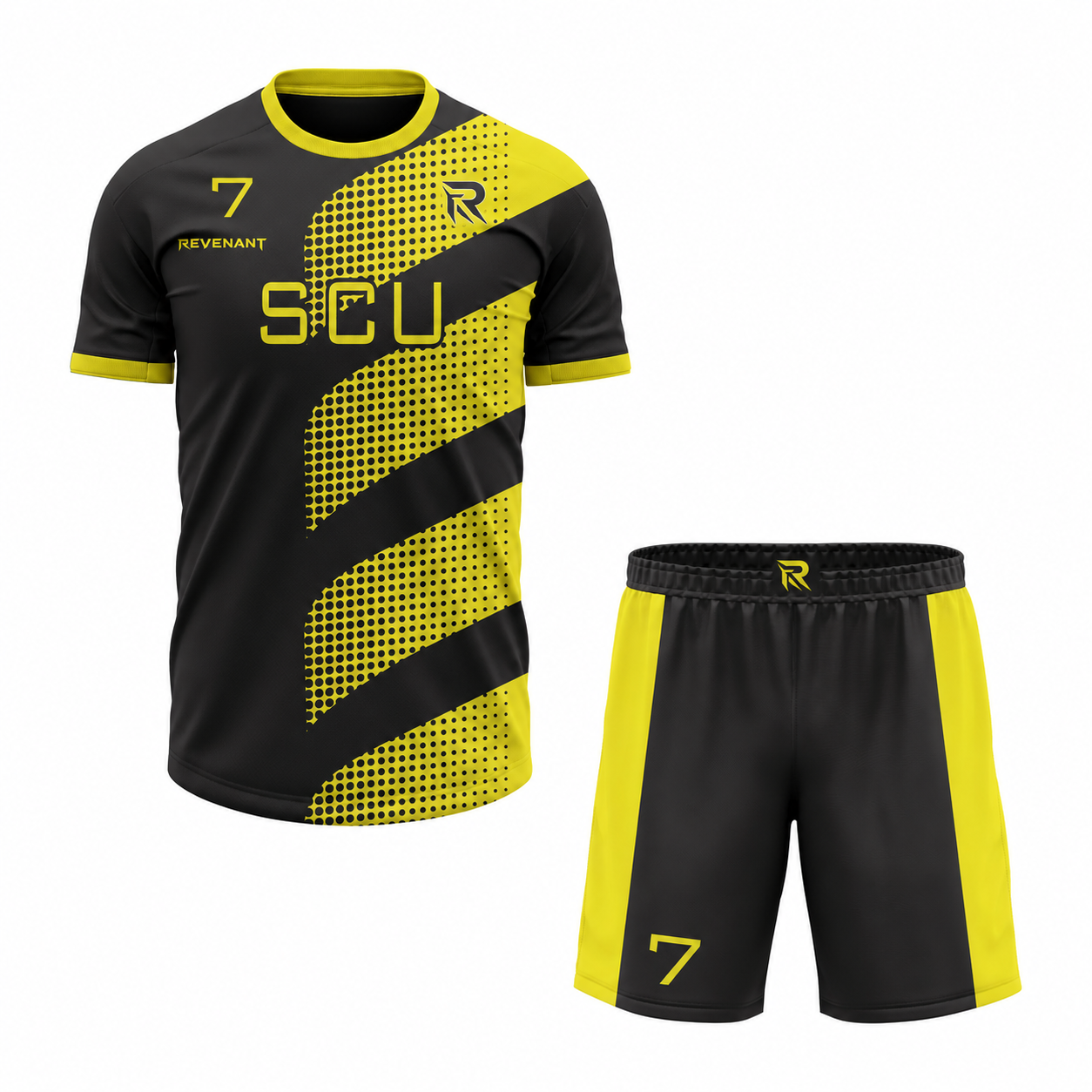 82 Custom Black Yellow Sublimation Soccer Uniform - Image 1