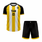 Custom Yellow Black white Sublimation Soccer Uniform