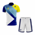 Custom Blue yellow white Sublimation Soccer Uniform