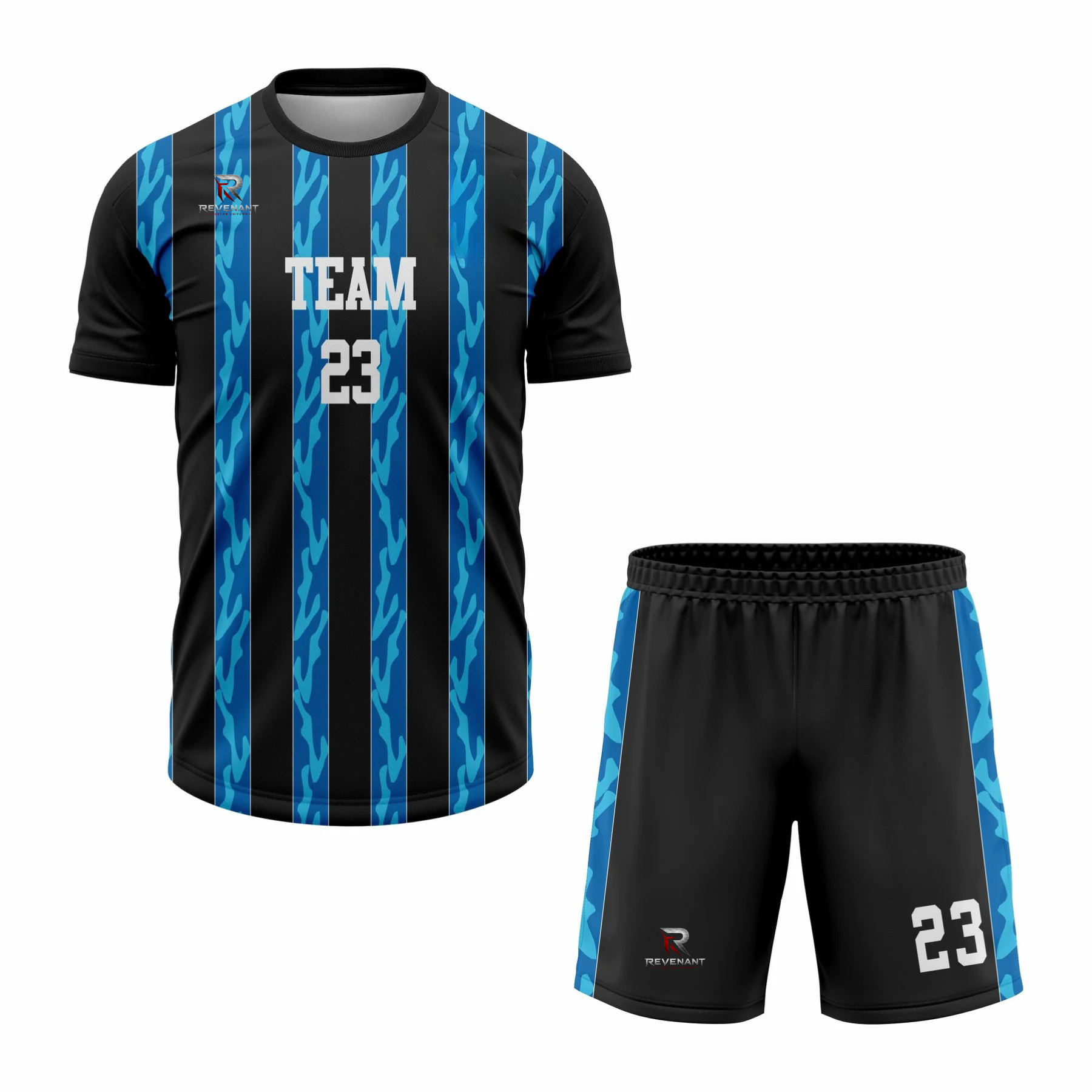 89 Custom Blue Black Sublimation Soccer Uniform - Image 1