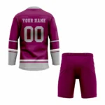 Custom Maroon Gray Laced Hockey Uniform - Image 2
