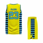 Custom Yellow Blue-Black Authentic Throwback Basketball Uniform - Image 2