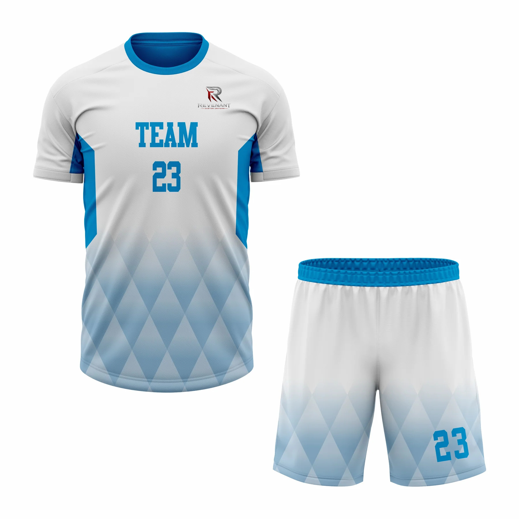 99 Custom White Blue Sublimation volleyball Uniform - Image 1